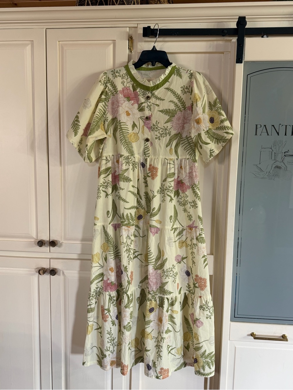 Umgee boutique Floral Midi Dress with Green Trim